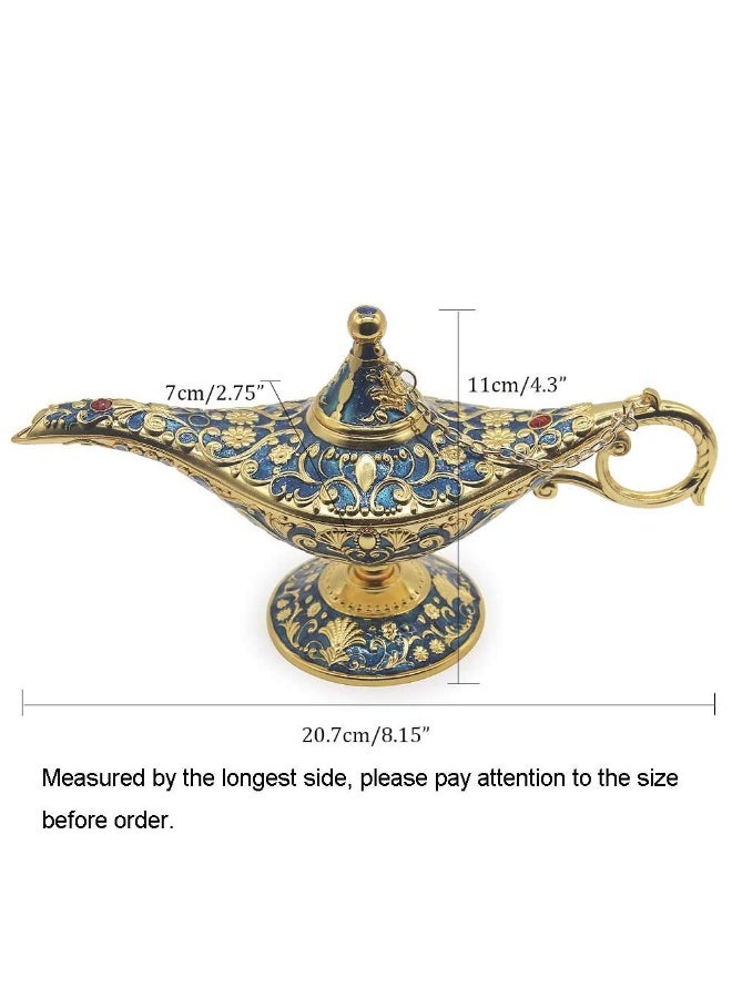 AVESON Classic Vintage Aladdin Magic Genie Costume Lamp Home Table Decoration & Gift, Golden Blue - Image 2